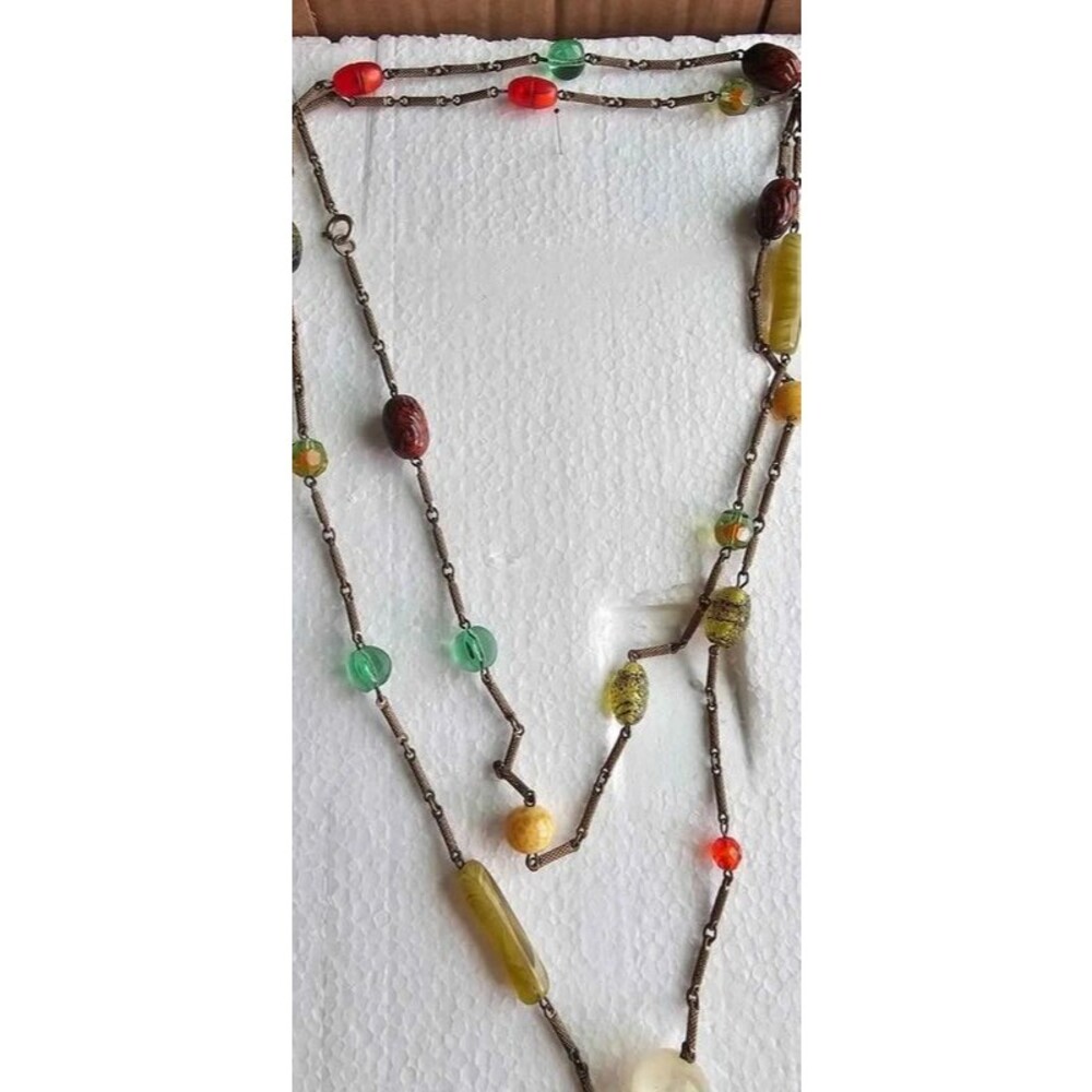 Vintage Art Glass Bead Long Necklaces - Set of 2